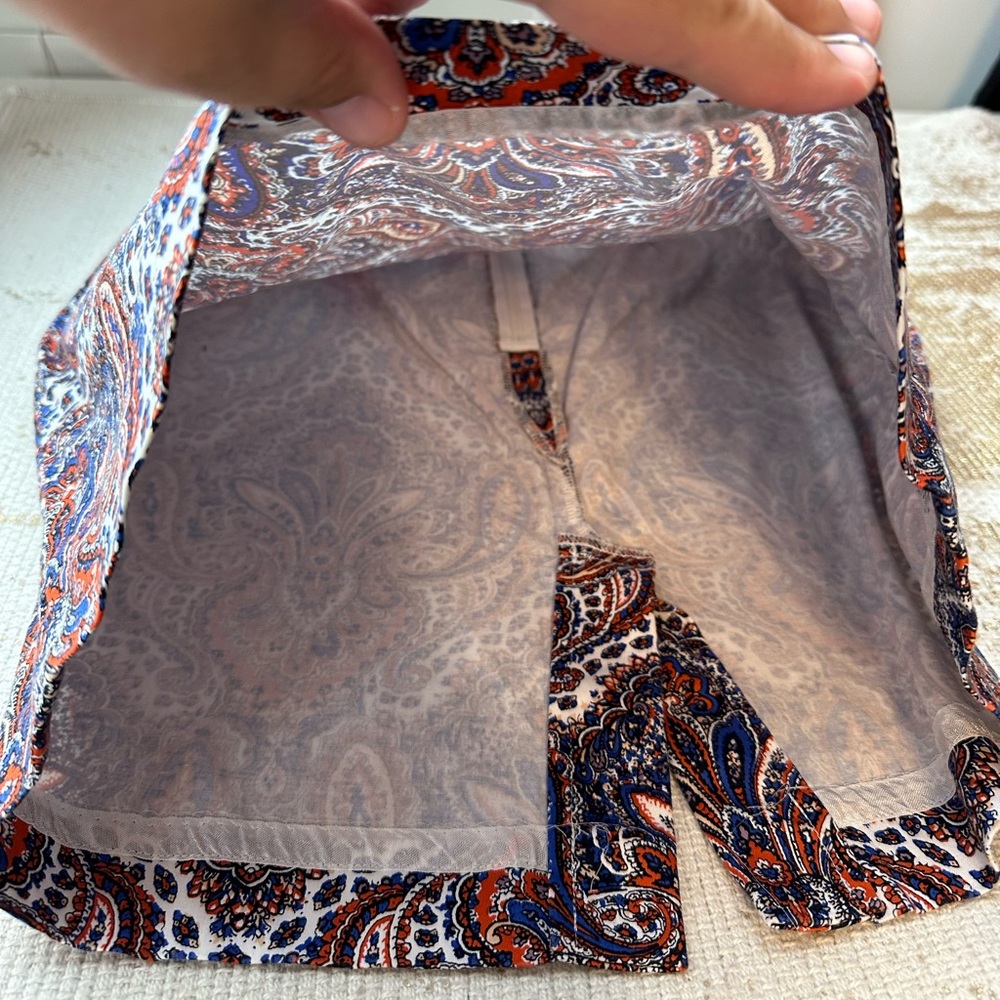 J. CREW Orange, Blue, White & Black Paisley Pencil Skirt | Size 0 - Picture 6 of 9